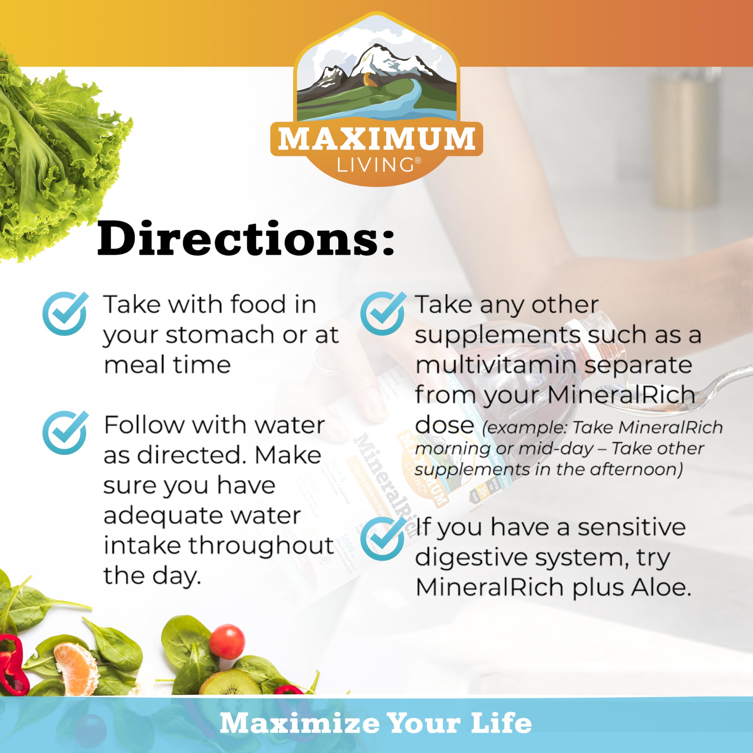 Maximum Living MineralRich bottle on kitchen counter for everyday health routine