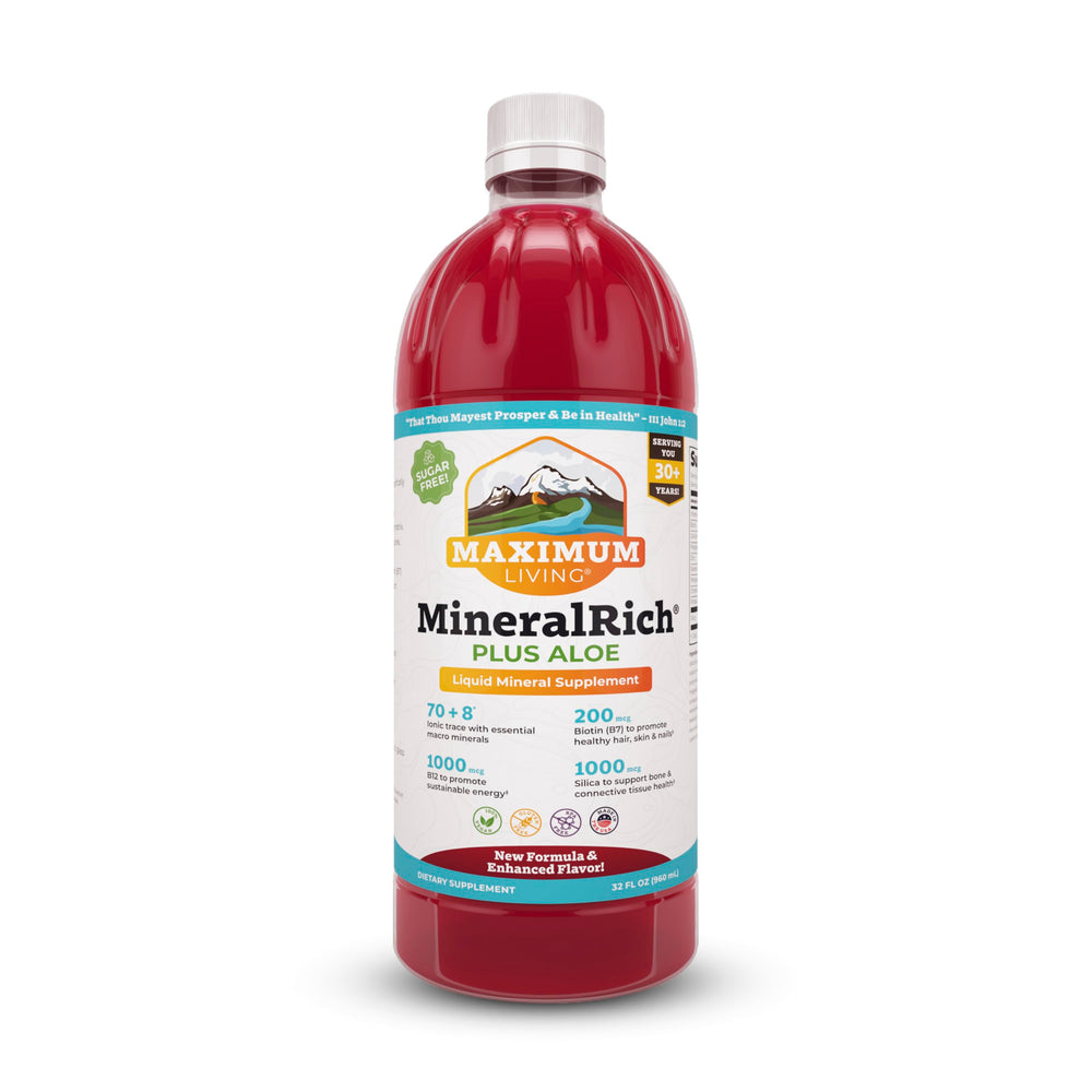 Maximum Living MineralRich bottle full for daily mineral and vitamin support