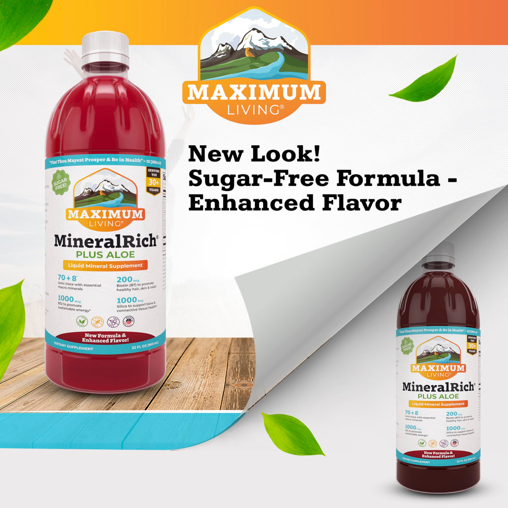 Maximum Living MineralRich bottle pour demonstrates convenient serving