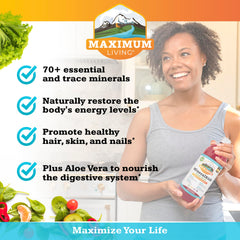 Maximum Living MineralRich liquid with Aloe and trace minerals for balance