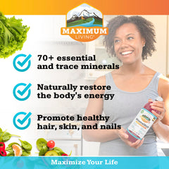 Maximum Living MineralRich liquid closeup highlighting the mineral blend.