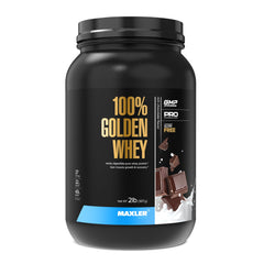 Maxler 100% Golden Whey bottle illustrates premium protein for workouts.