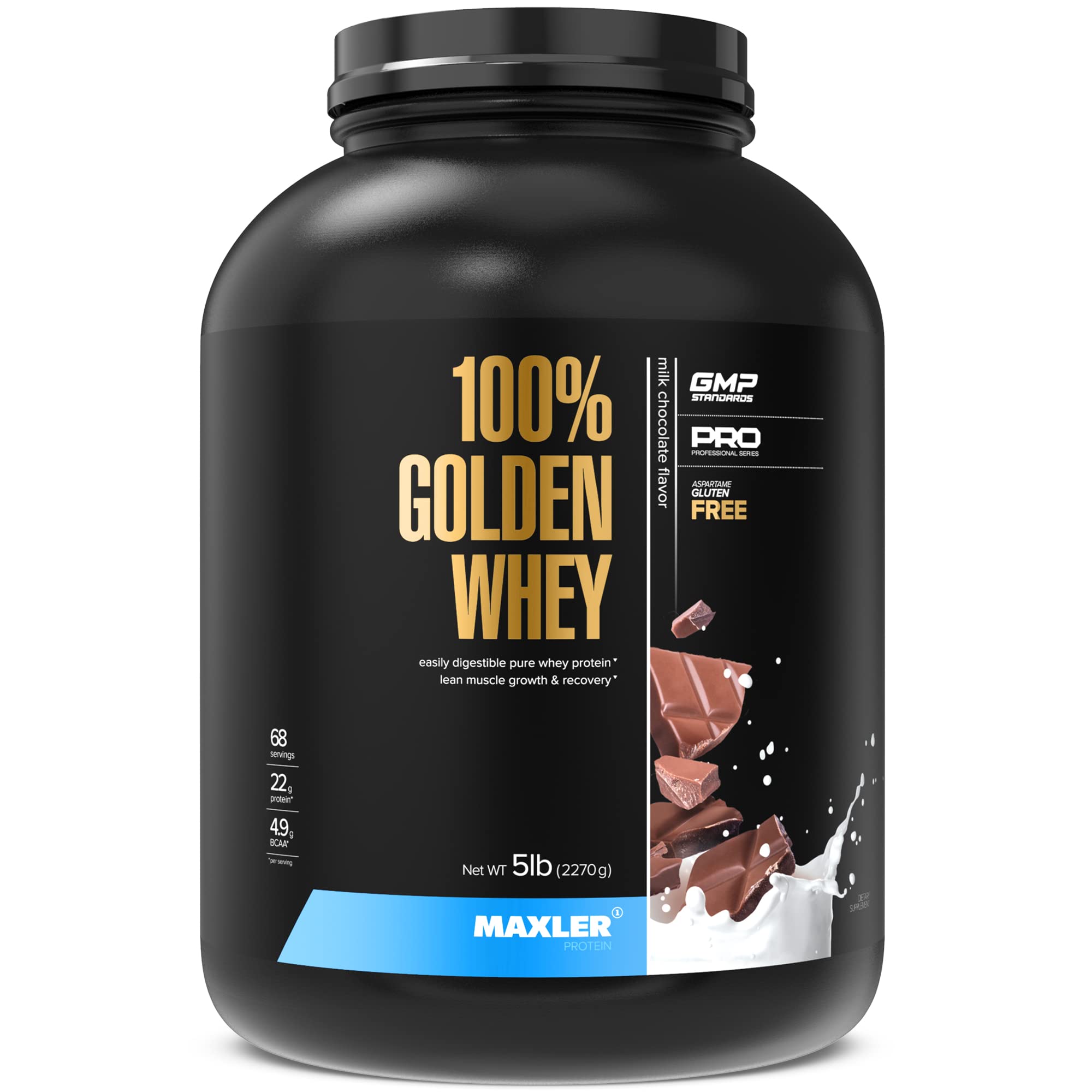 Maxler 100% Golden Whey powder in a jar for convenient daily shakes.