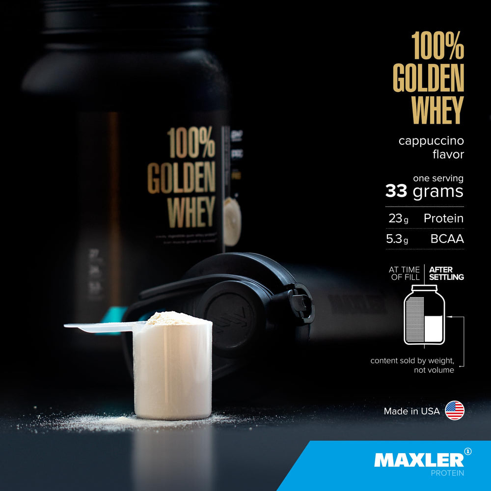 Maxler 100% Golden Whey mixed with milk demonstrates smooth mixability