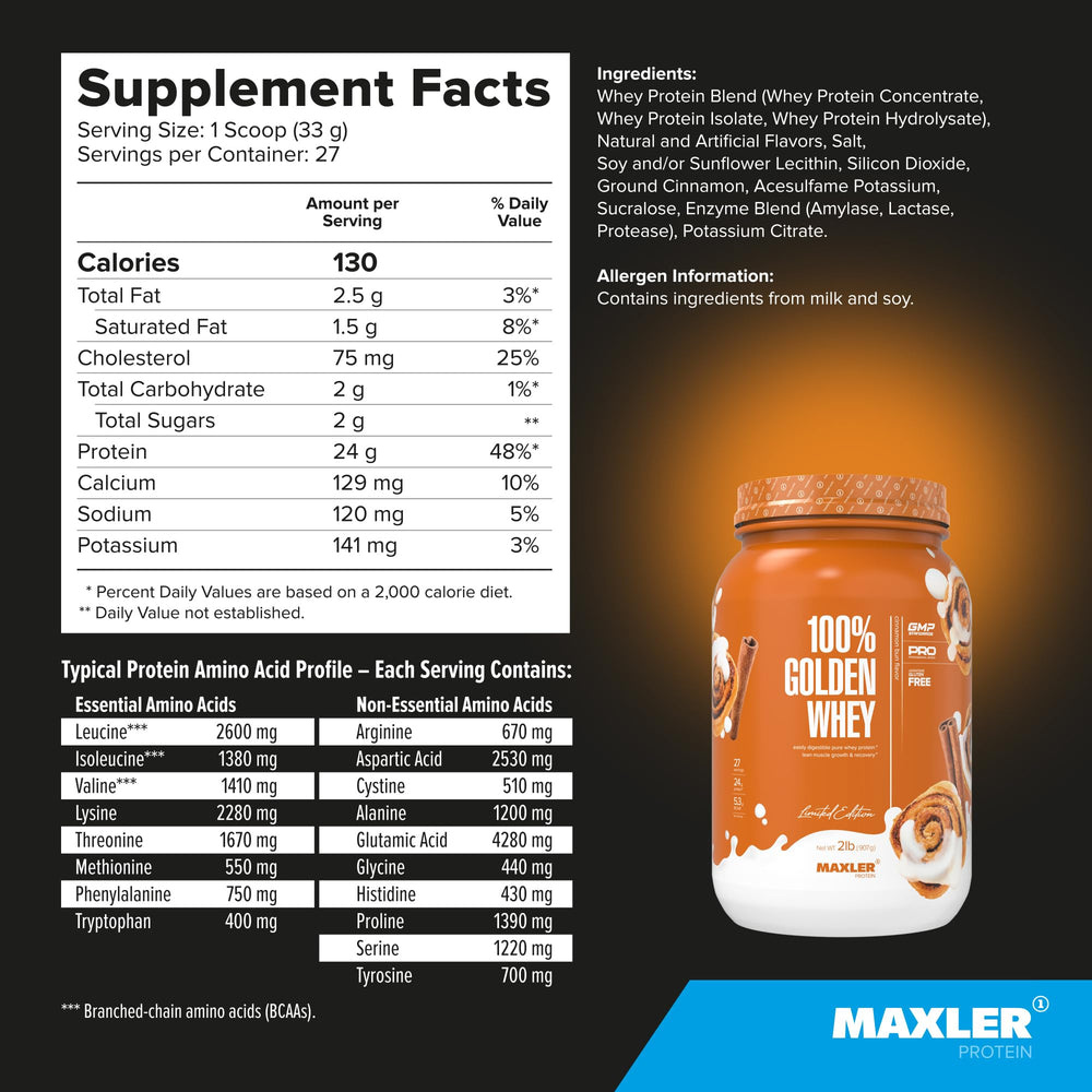 Maxler USA GMP packaging label for quality whey protein