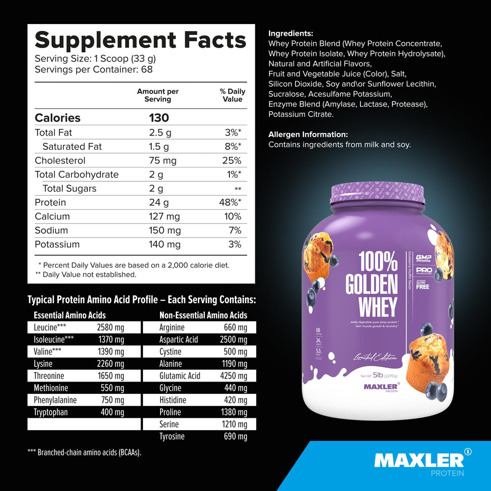 Maxler 100% Golden Whey digestive enzymes emphasize digestion aid