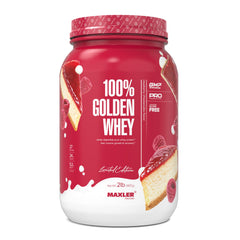 Maxler 100% Golden Whey powder with scoop in a bowl for quick post-workout protein prep.