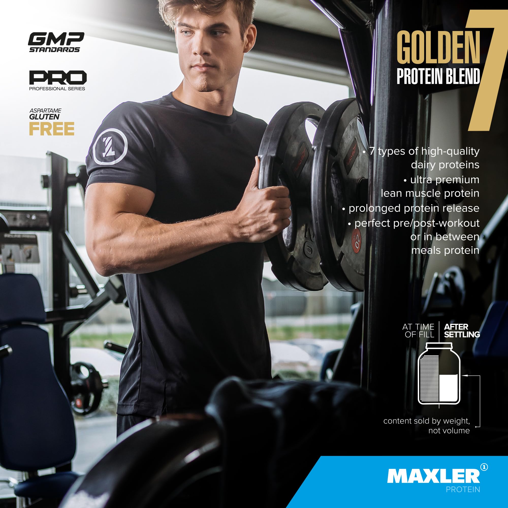Maxler Golden 7 shake poured into glass with creamy texture.