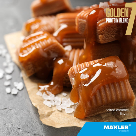 Maxler Golden 7 Protein Blend scoop, convenient shake serving for recovery