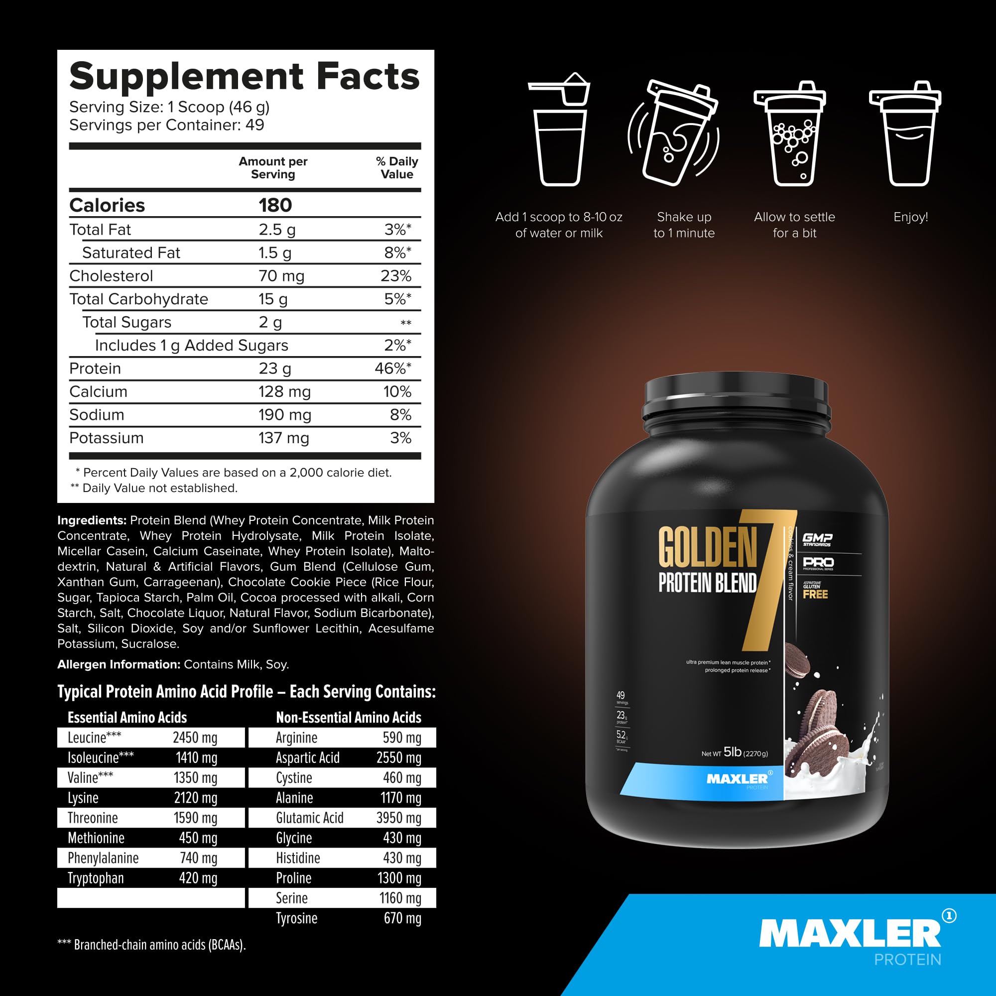 Serving spoon beside Maxler Golden 7 suggests versatile daily use
