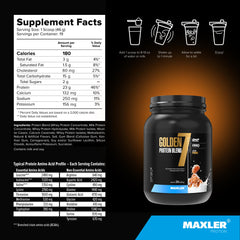 Maxler Golden 7 Protein Blend strawberry flavor, delicious post-workout recovery option