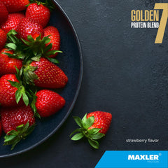 Maxler Golden 7 protein scoop ready to mix with fast and slow release protein