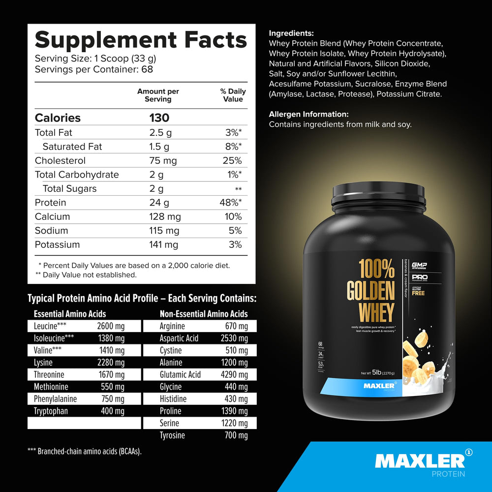 Made in the USA Maxler 100% Golden Whey with GMP standards