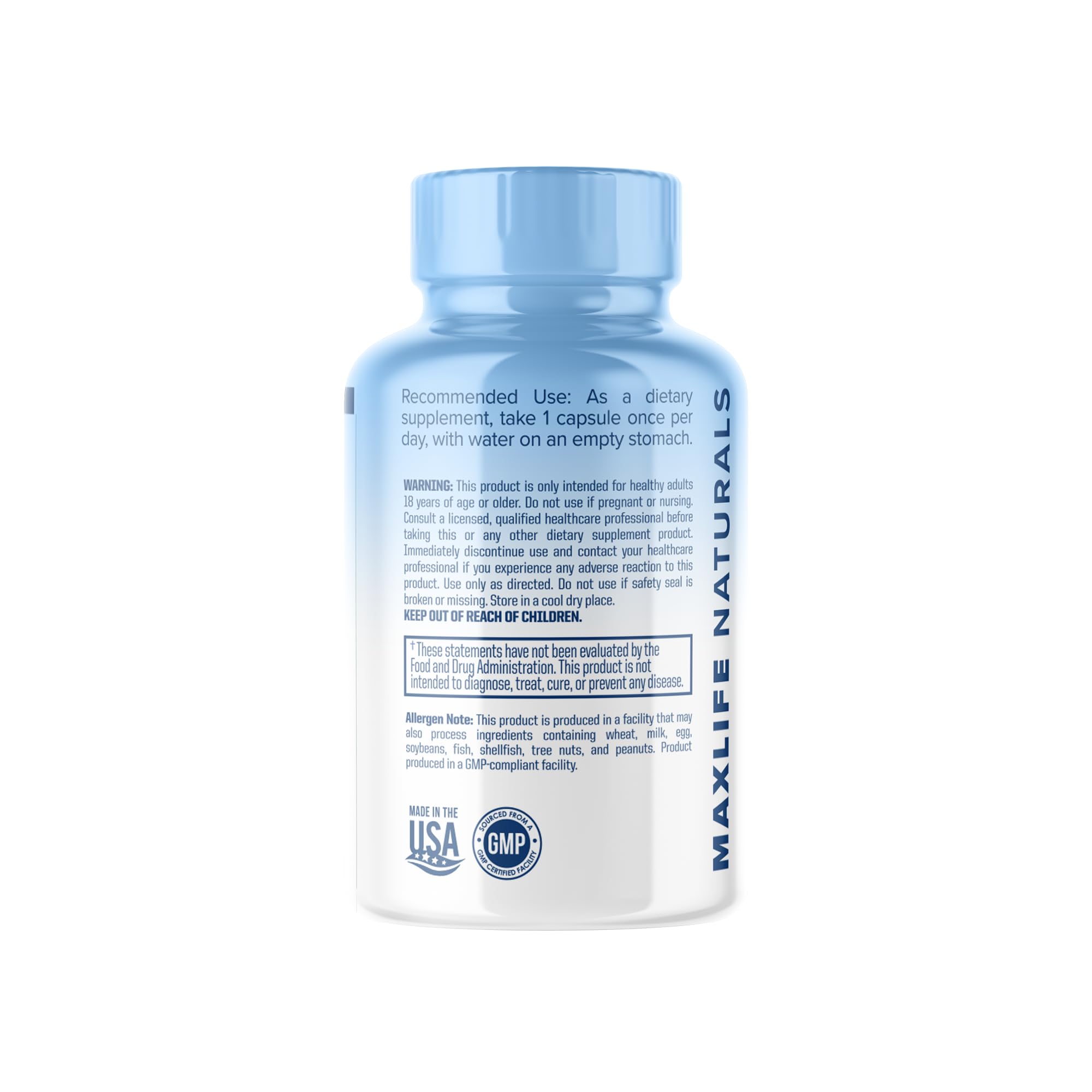 MAXLIFE NATURALS ArthroFlex carton underscores Made in USA quality.