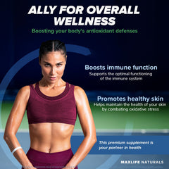 MAXLIFE NATURALS label detail emphasizing acid-resistant formulation for stability.