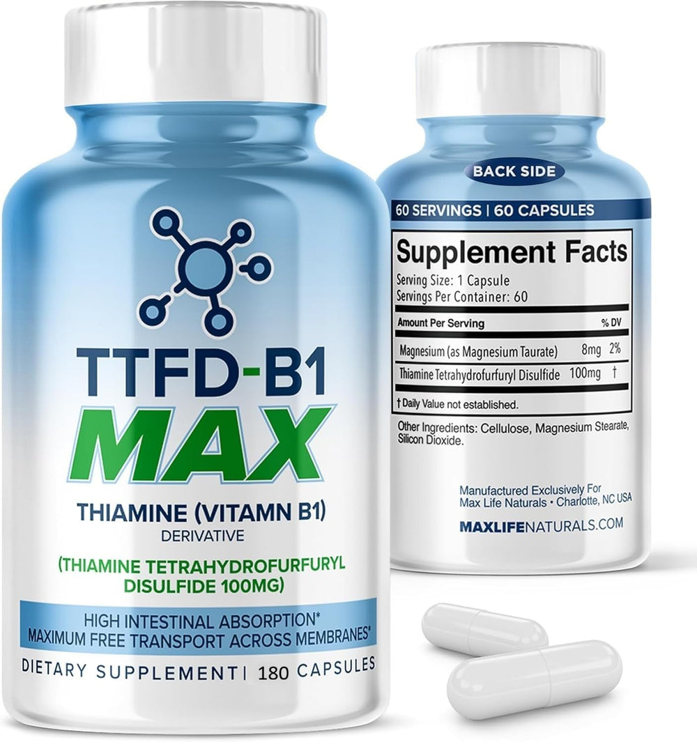 MAXLIFE NATURALS bottle front shows energy and focus support