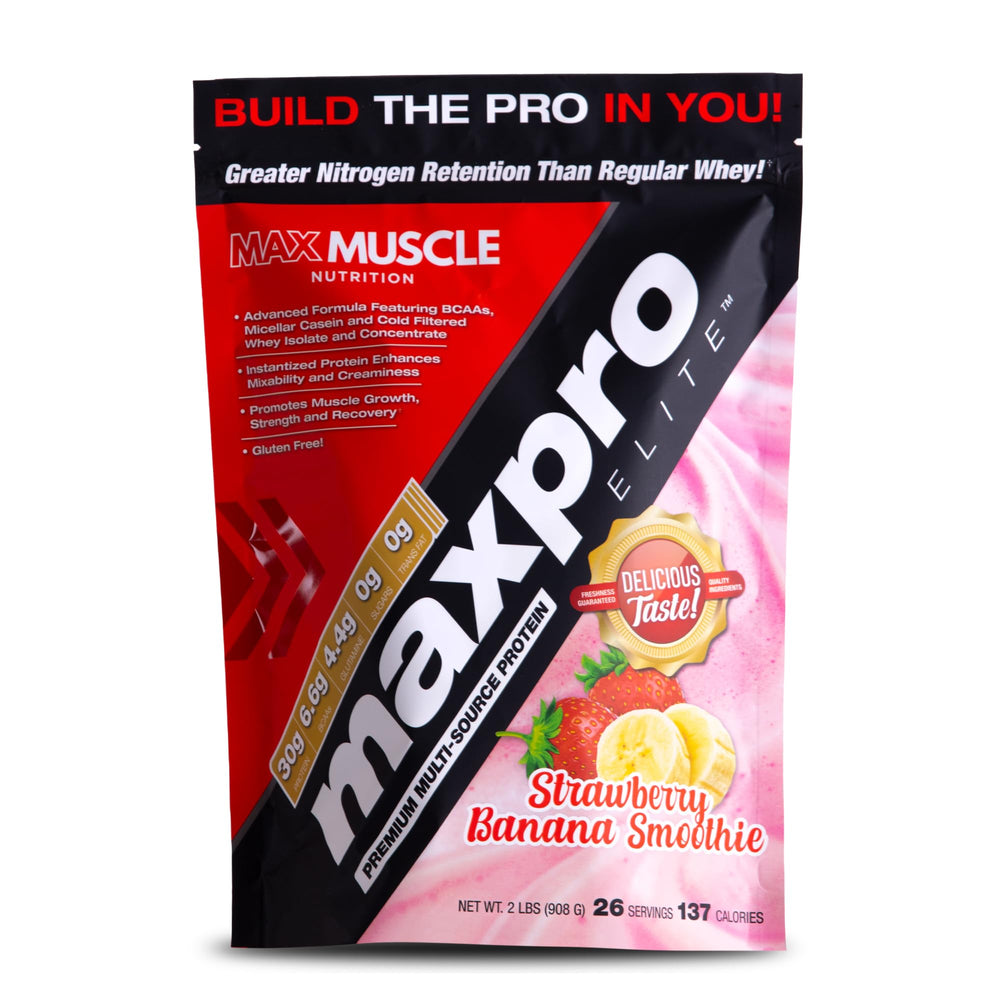 Max Muscle Maxpro Elite bottle pouring a post-workout shake