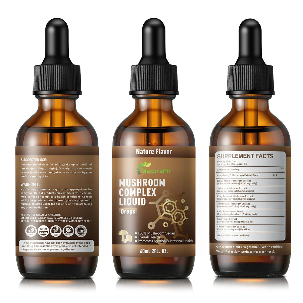 MaxuraFit daily-use bottle with glass serving for routine wellness.