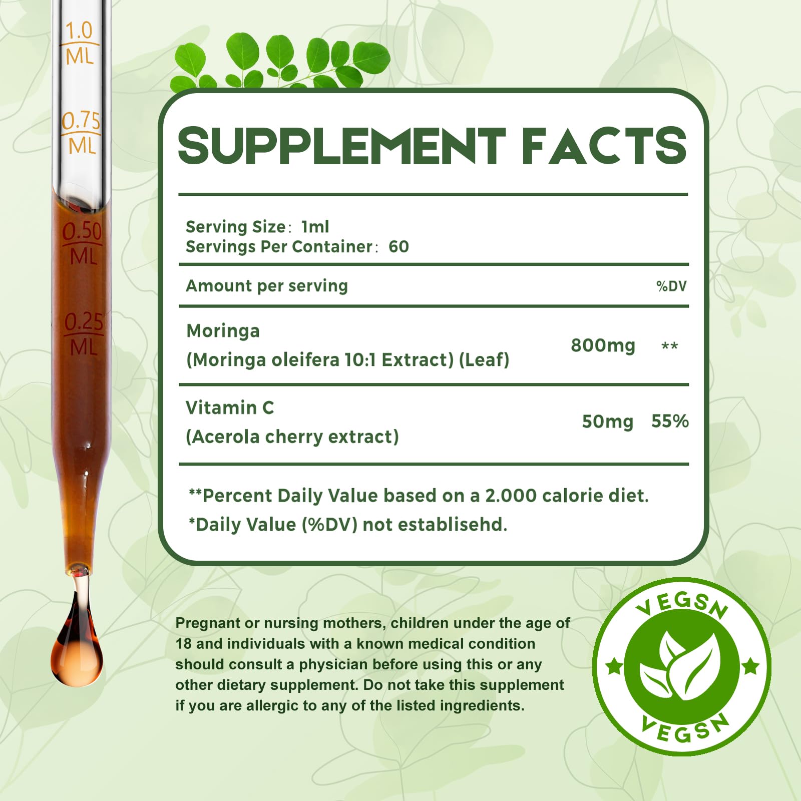 Pouring MaxuraFit Moringa Drops into water for quick absorption
