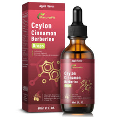 MaxuraFit Berberine Cinnamon liquid bottle for immune and digestive balance.