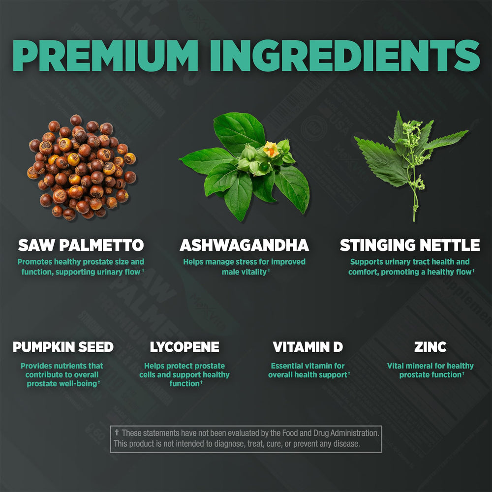 MaxVita Prostate Premium packaging highlights lycopene for prostate support.