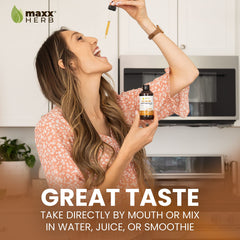 Astragalus root plant imagery highlighting natural sourcing behind Maxx Herb tincture.