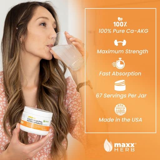 Maxx Herb Ca-AKG powder scoop ready for precise measuring.