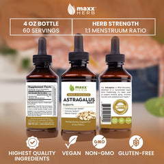 Dropper pours from Maxx Herb tincture demonstrate easy daily dosing.