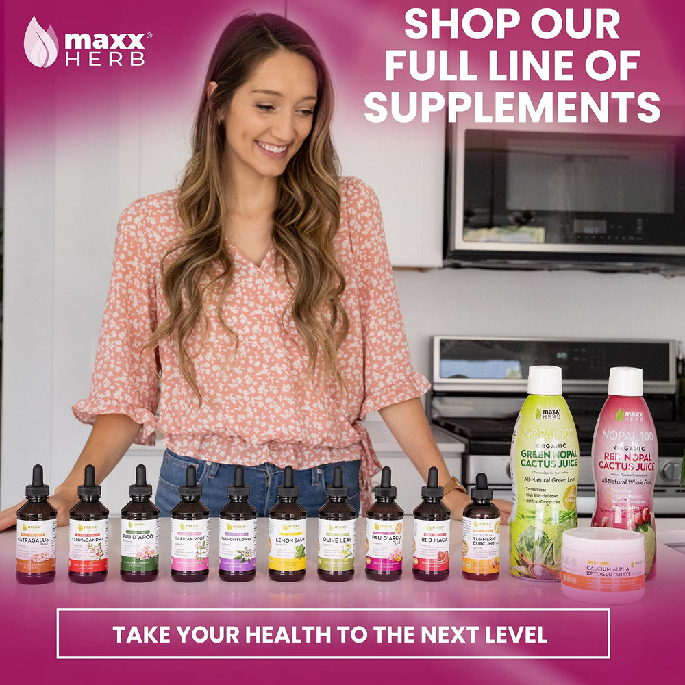 Maxx Herb bottle highlighting gluten-free, vegan and non-GMO formulation.