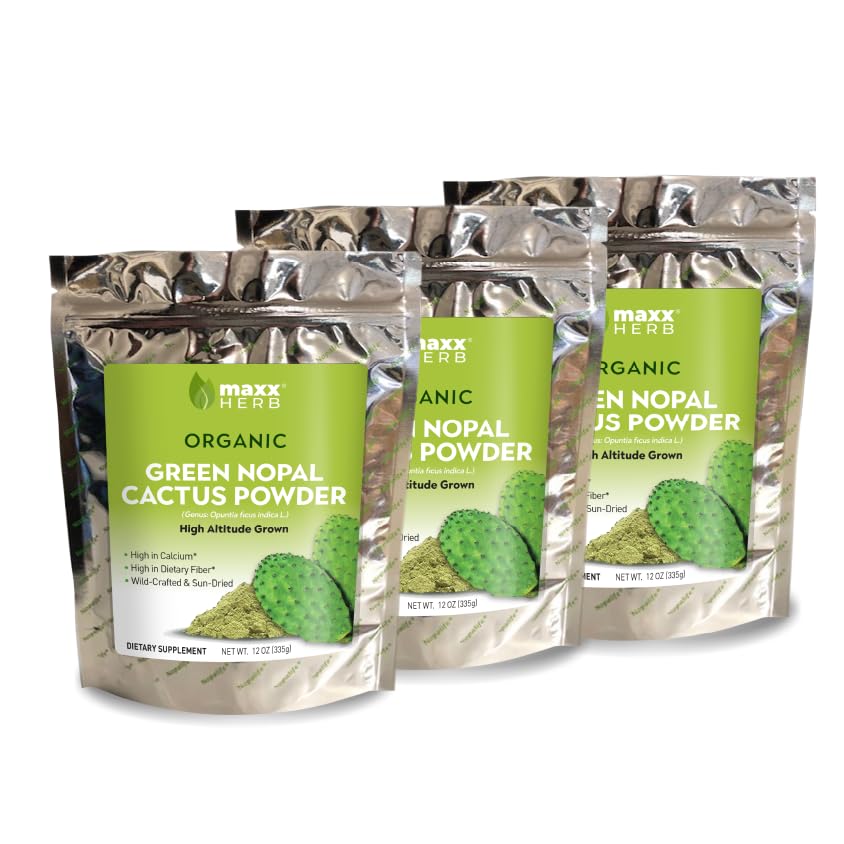 Maxx Herb Nopal Powder bottle pour for easy daily use and digestion support.