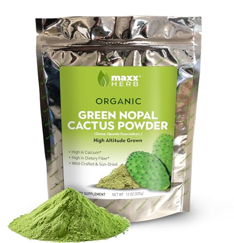 Maxx Herb Nopal Powder jar closeup highlighting pure organic powder.