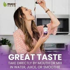 Maxx Herb Passion Flower dropper application shows precise dosing for evenings.