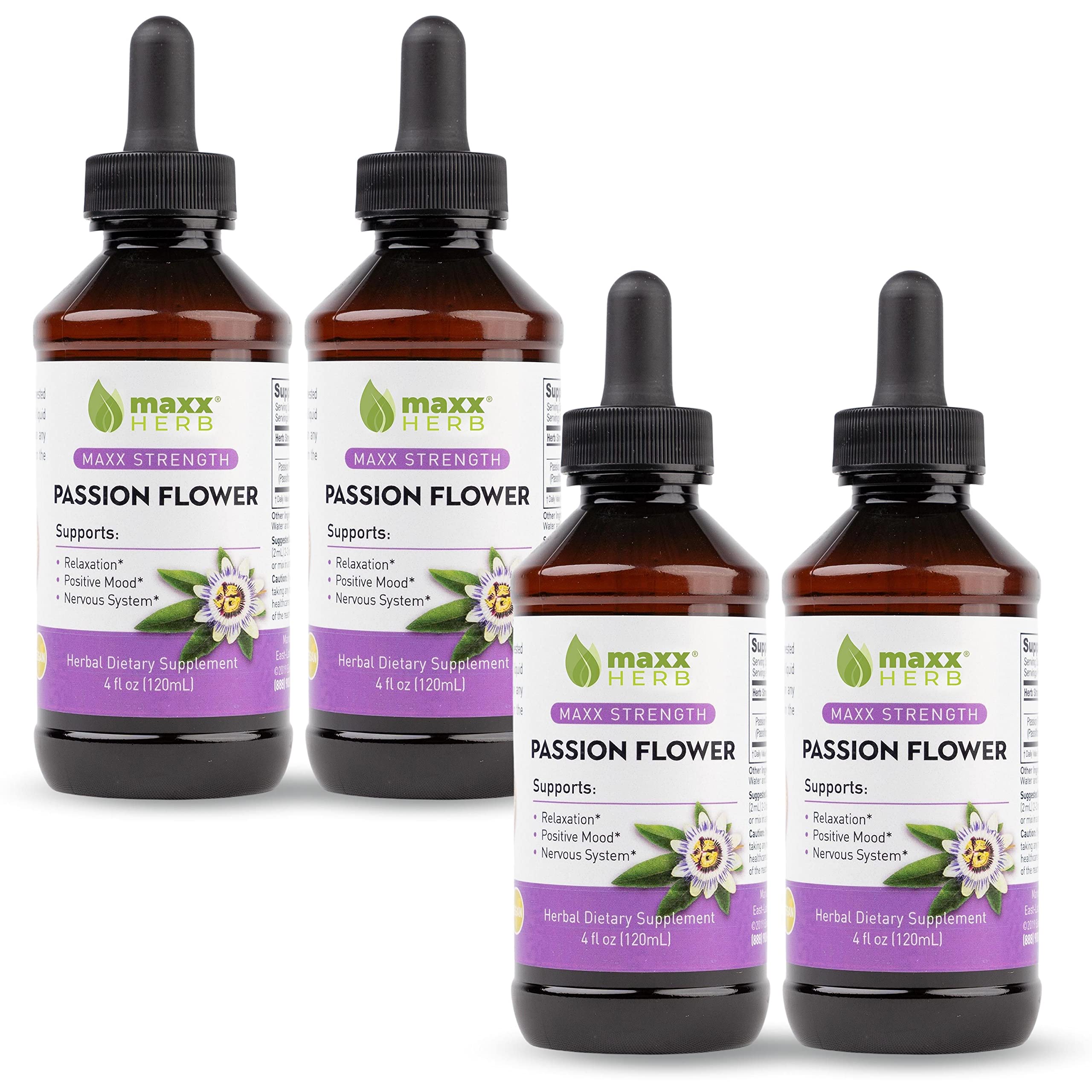 Maxx Herb Passion Flower Extract bottle for potent liquid relaxation support.