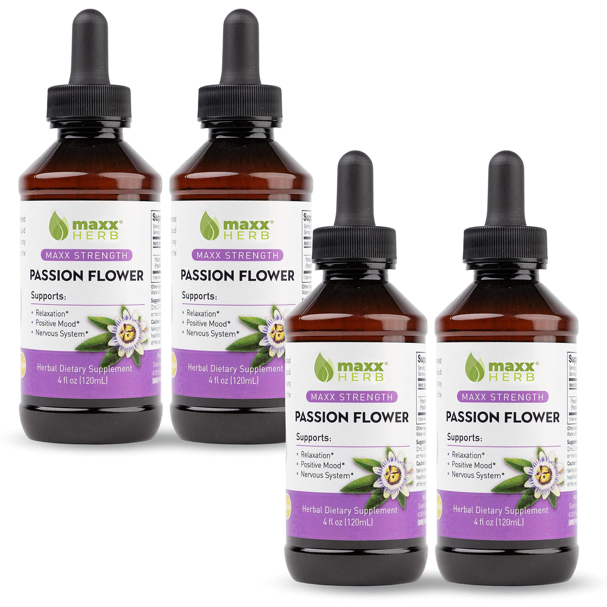 Maxx Herb Passion Flower Extract bottle for potent liquid relaxation support.
