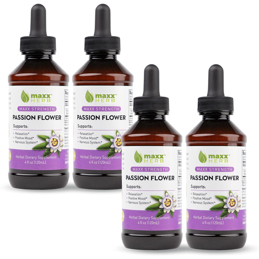 Maxx Herb Passion Flower Extract bottle for potent liquid relaxation support.