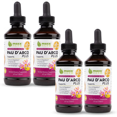 Maxx Herb Pau D'Arco extract bottle with amber tincture for immune support potential.