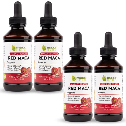 Maxx Herb Red Maca bottle pour - convenient dosing with concentrated liquid