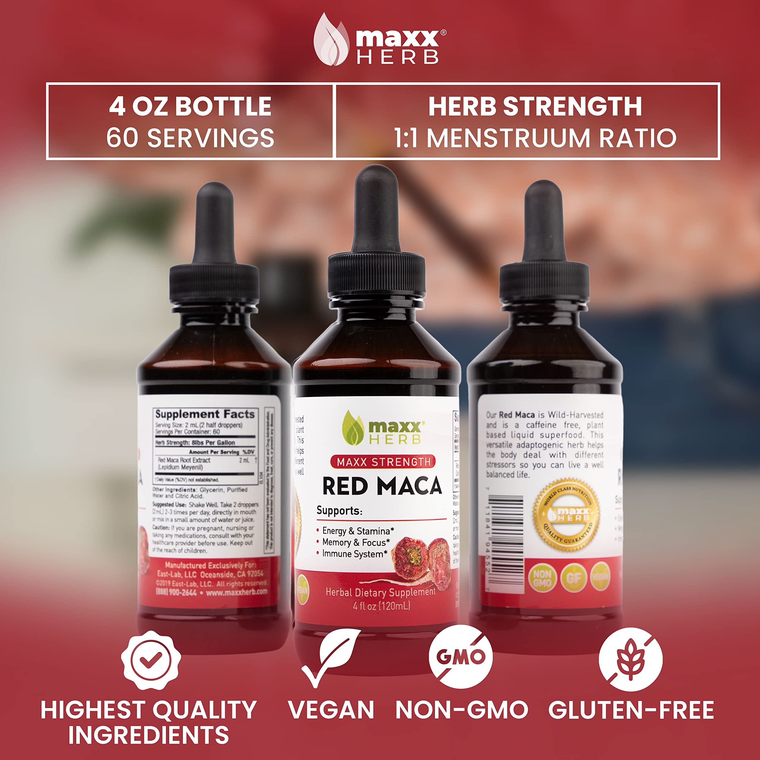 Maxx Herb Red Maca USA manufacturing - quality from California facility