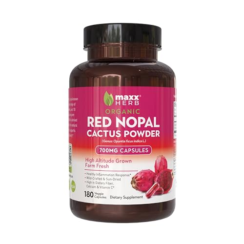 Maxx Herb Red Nopal Capsules close-up of vegan-friendly powder capsule form for daily-use