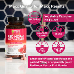 Maxx Herb Red Nopal label view showing branding and dosage details