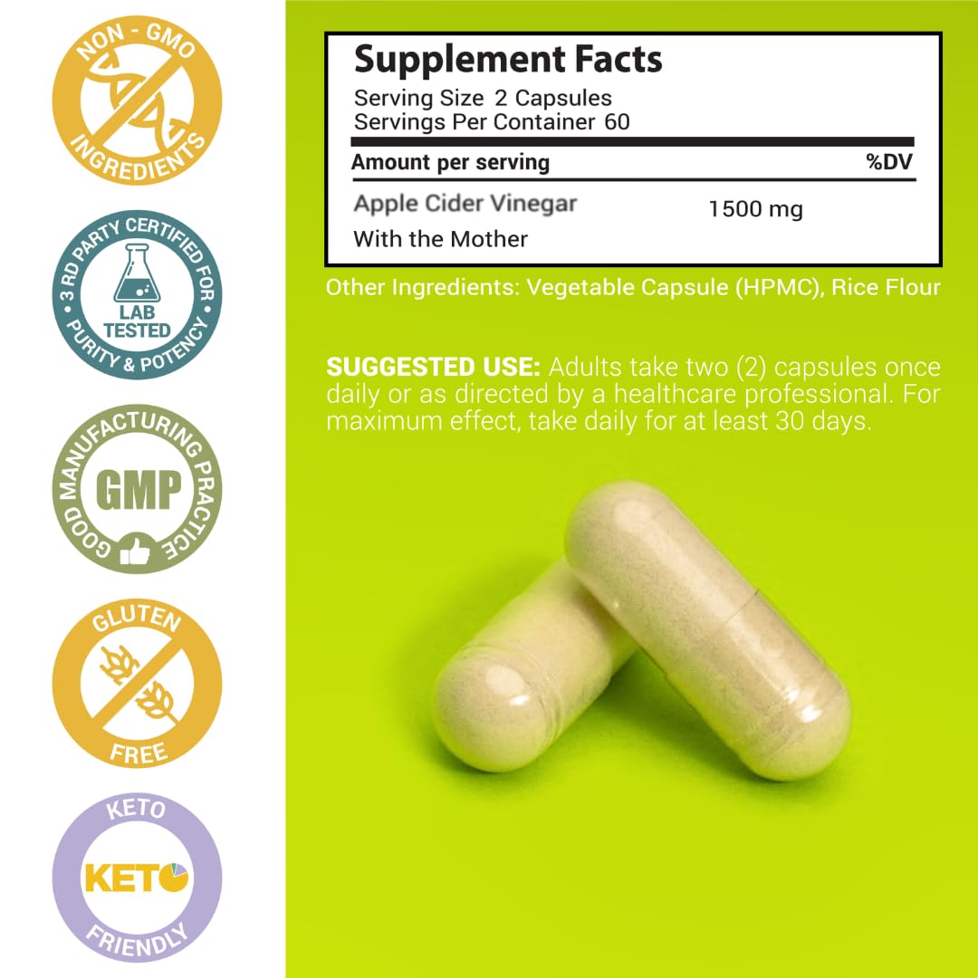 MaxX Labs 1500mg per serving ACV capsules for daily wellness