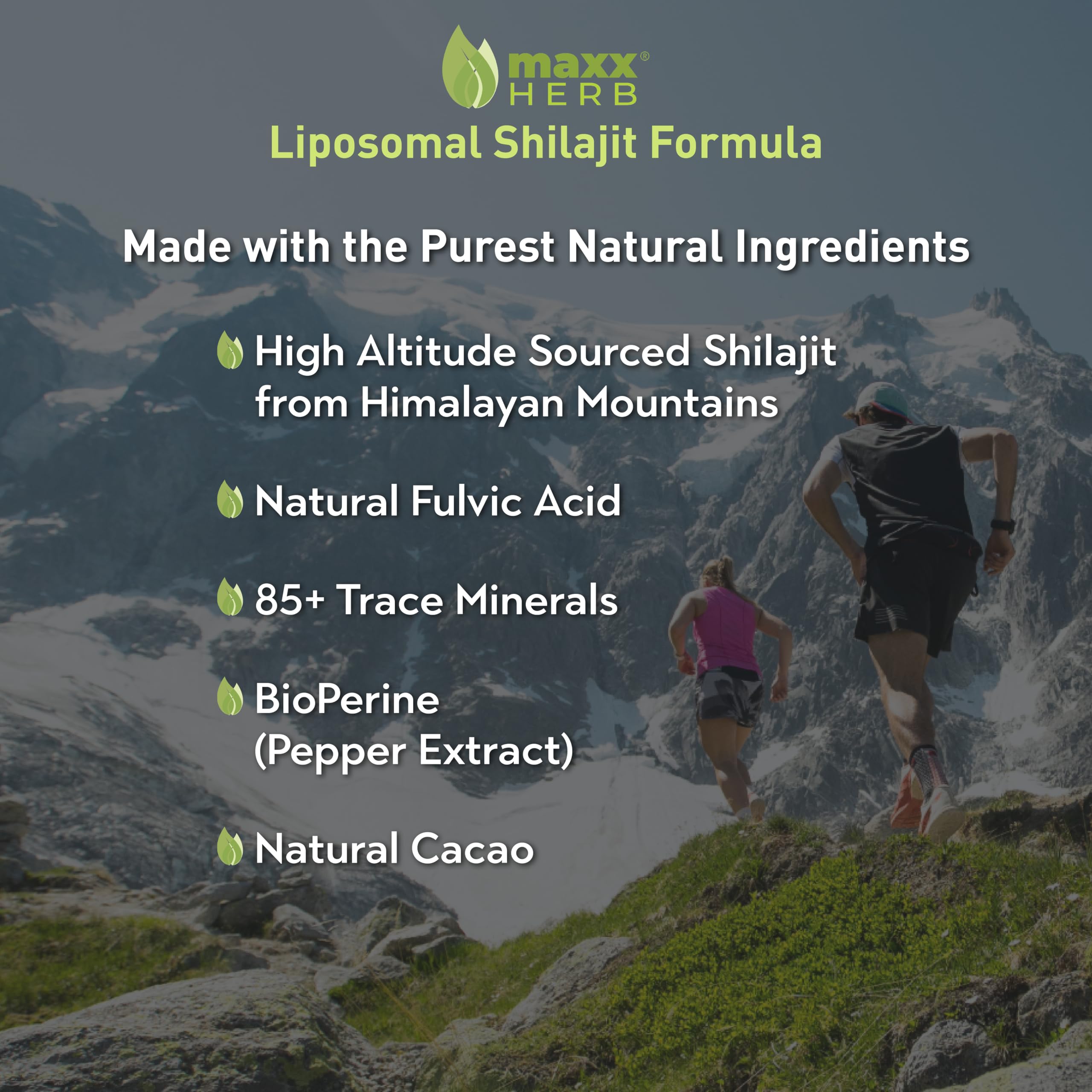 Maxx Herb Shilajit liposomal formula emphasizes enhanced absorption.