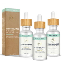 Mayu Concentrated Electrolyte Drops bottle front for pure hydration on the go.