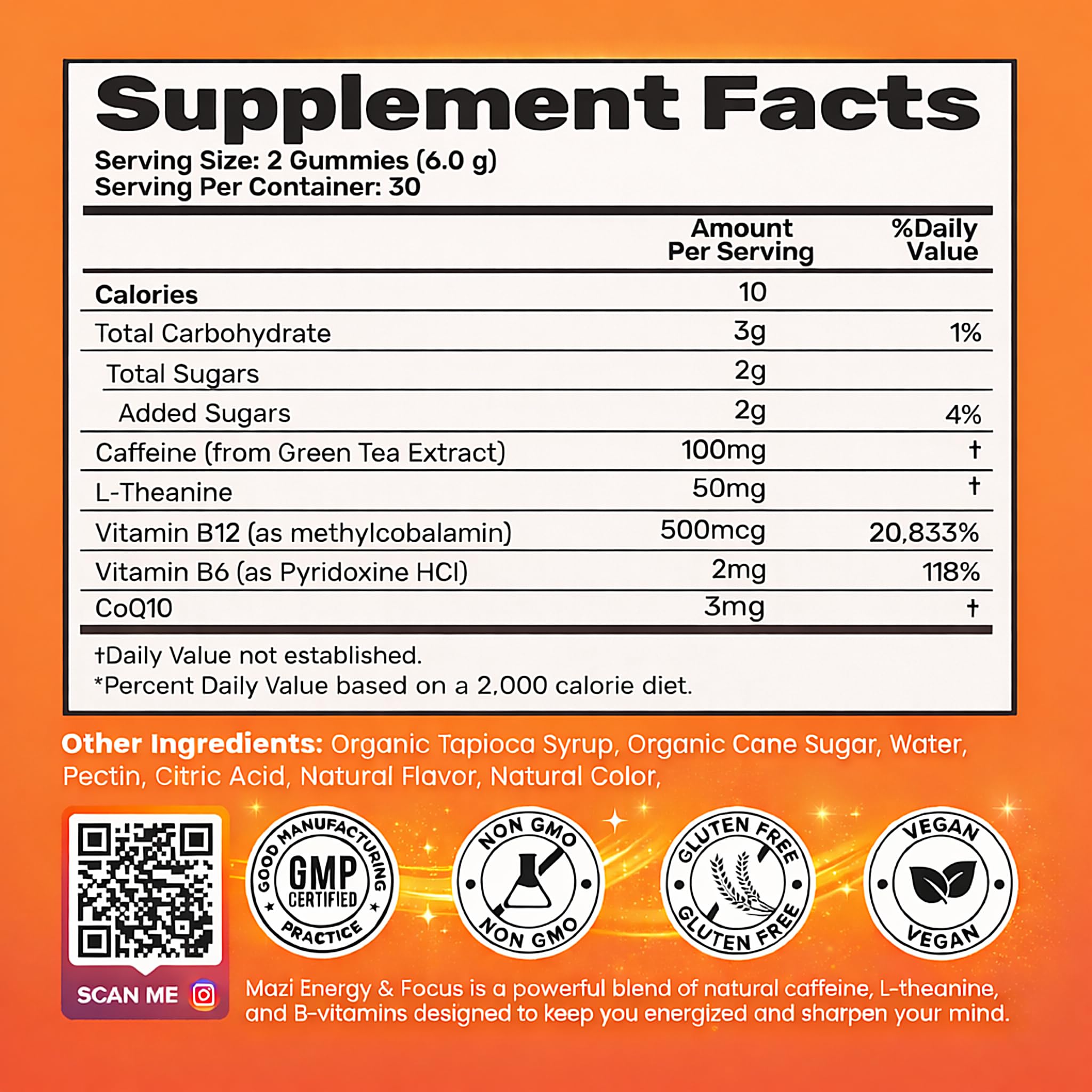 MAZI gummies bottle open ready for on-the-go energy.
