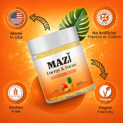 MAZI Energy & Focus Gummies ready for pre-workout routines.
