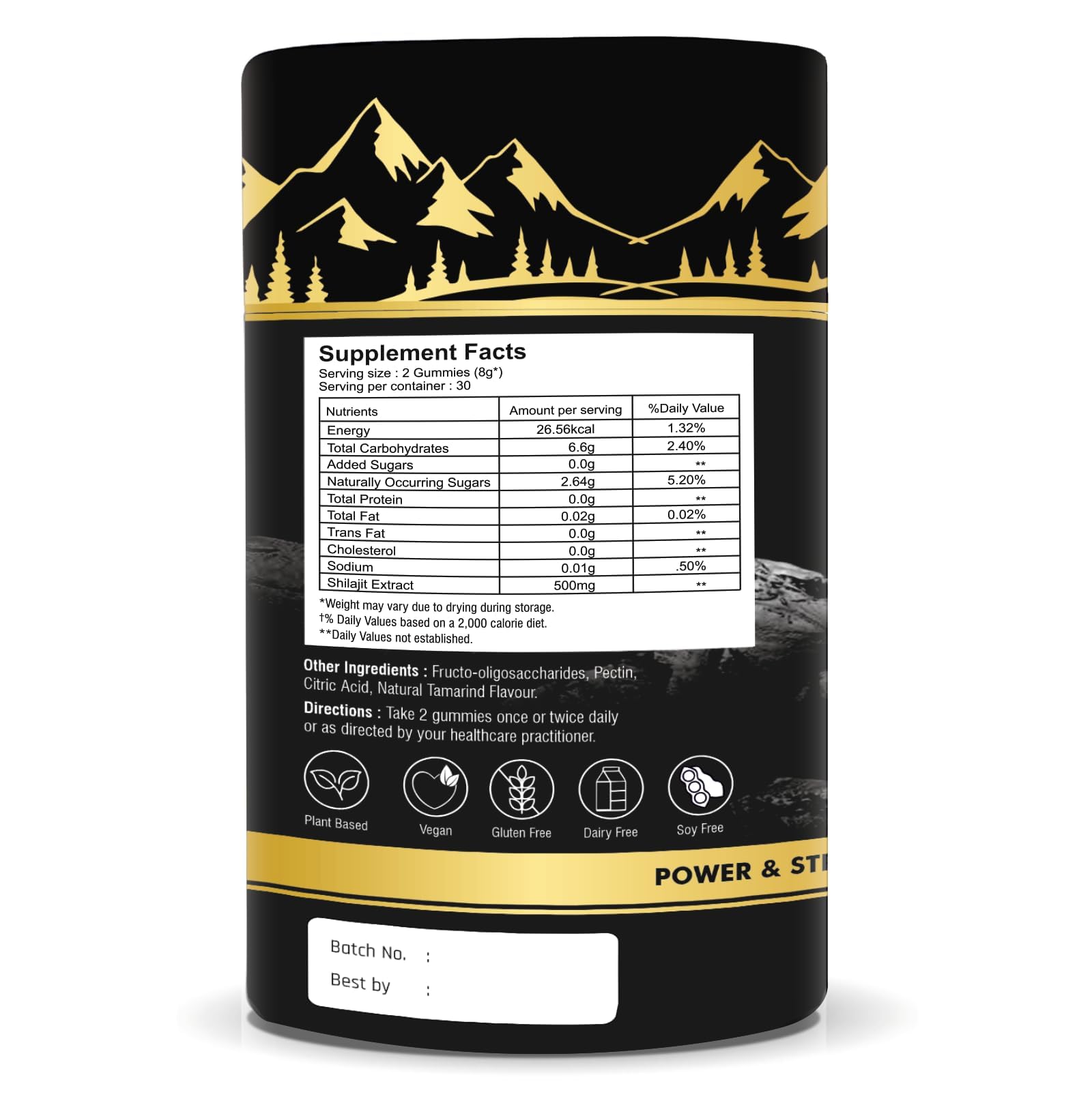 MBDH Wellness high potency shilajit gummies displayed on shelf.