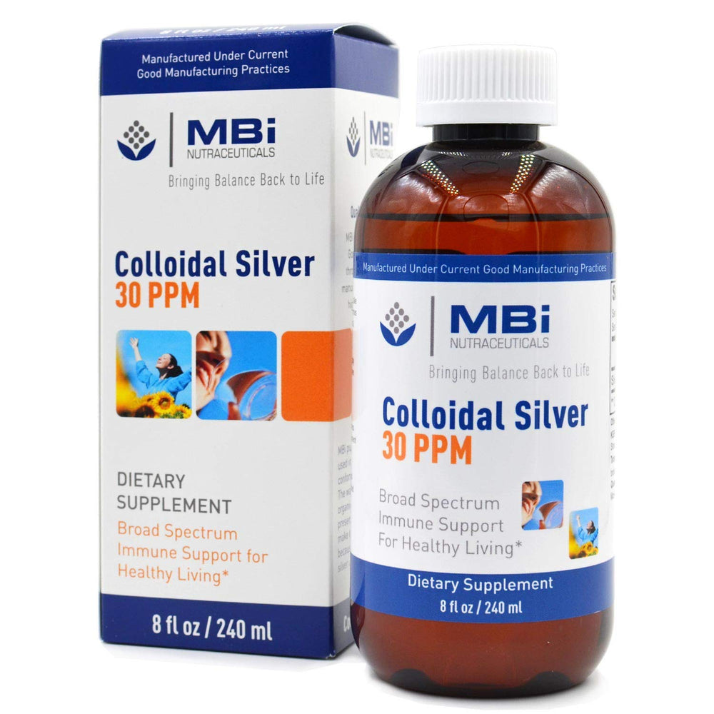 MBI Nutraceuticals Colloidal Silver 30 PPM bottle for daily wellness support.