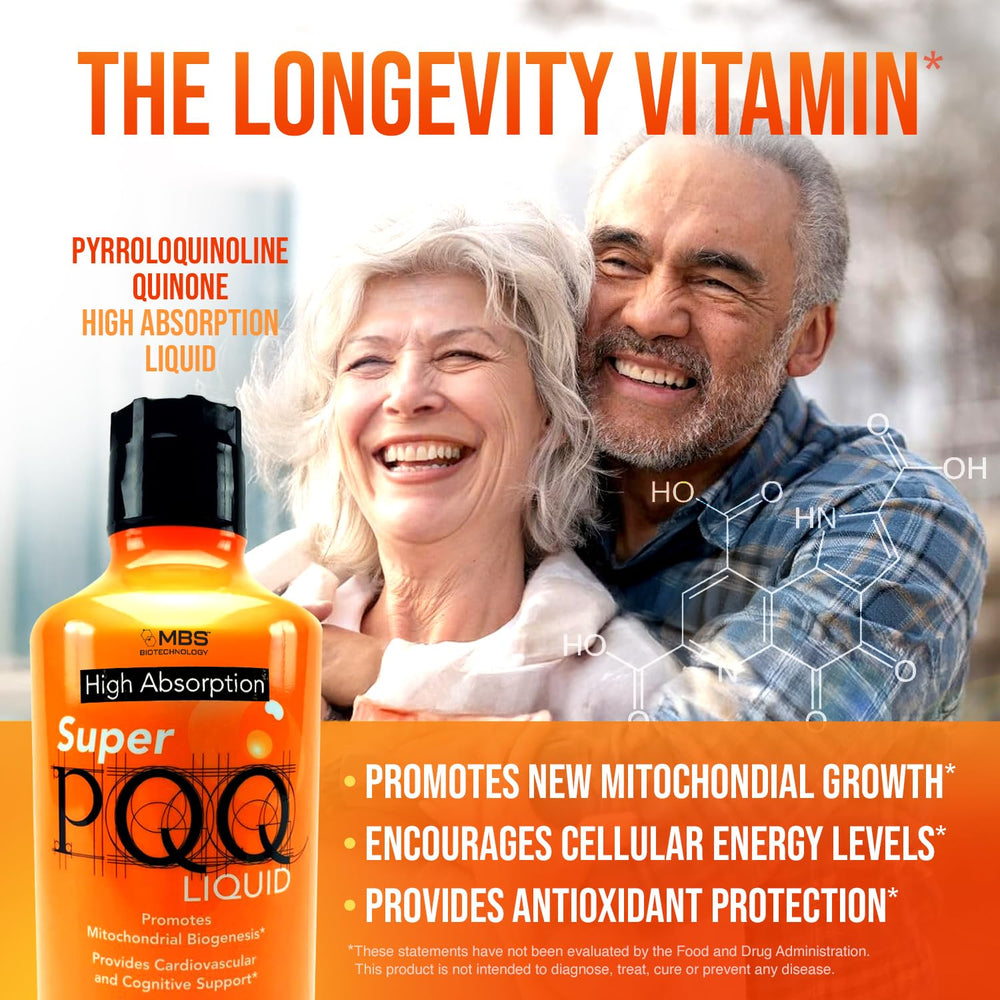 Pour shot of MBS Biotechnology Super PQQ Liquid for easy daily use.