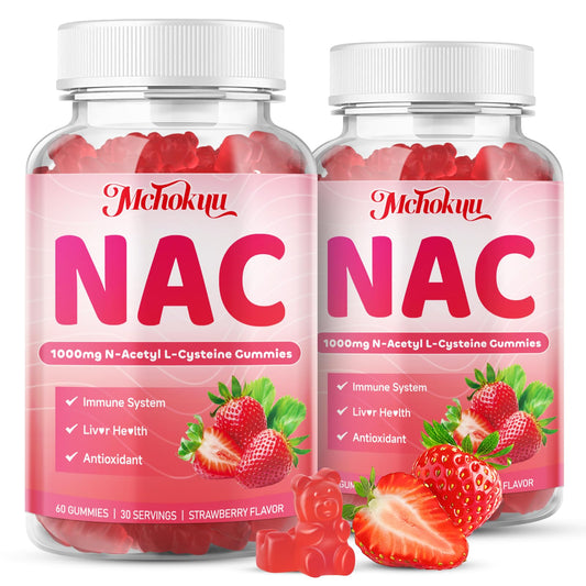 mchokuu nac gummies 1000mg bottle front supports daily immune health and antioxidant protection