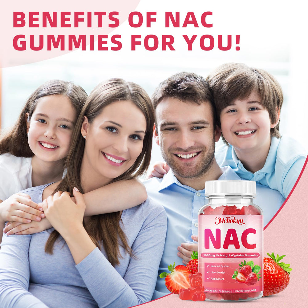 mchokuu nac gummies 1000mg strawberry flavor highlights tasty easy-to-chew daily routine